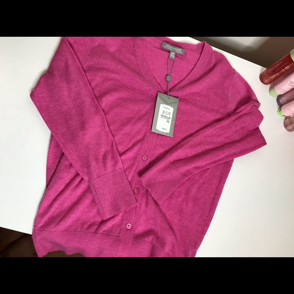 Neumann Marcus Cashmere Collection Pink Cardigan